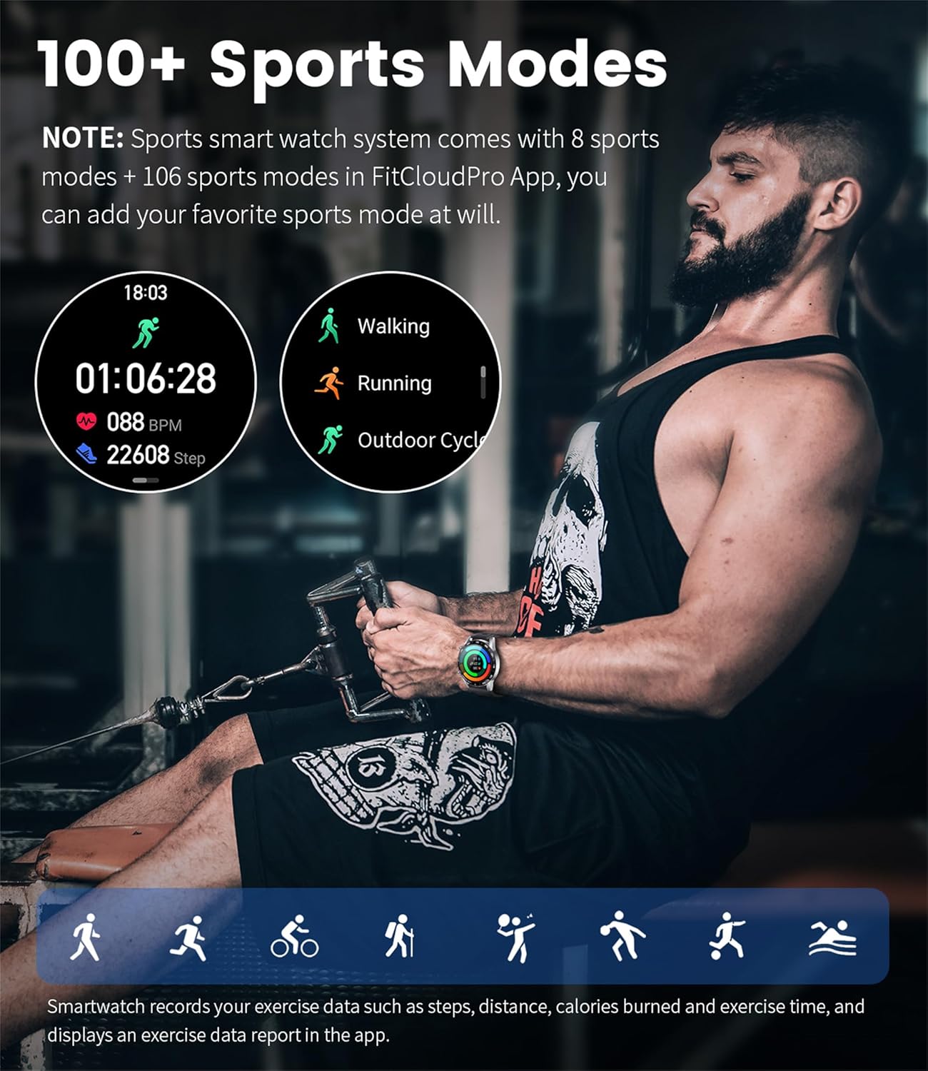 Stainless Steel Smart Watch with Bluetooth Calls - Full Touch Screen 1.3” IP67 Waterproof Fitness Tracker with Heart Rate Monitor Sleep Tracker and More (Silver)