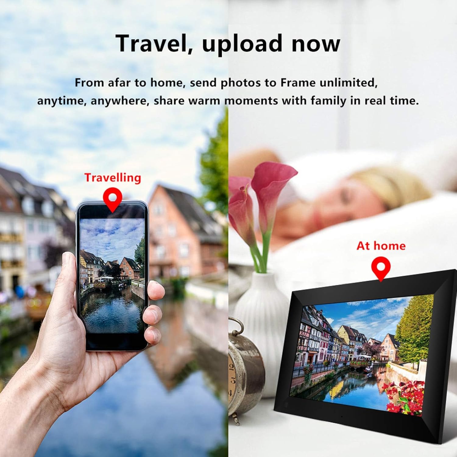 Douself P100 10.1” Wi-Fi Digital Photo Frame – 16GB Touchscreen with App Control & 1280x800 IPS Display