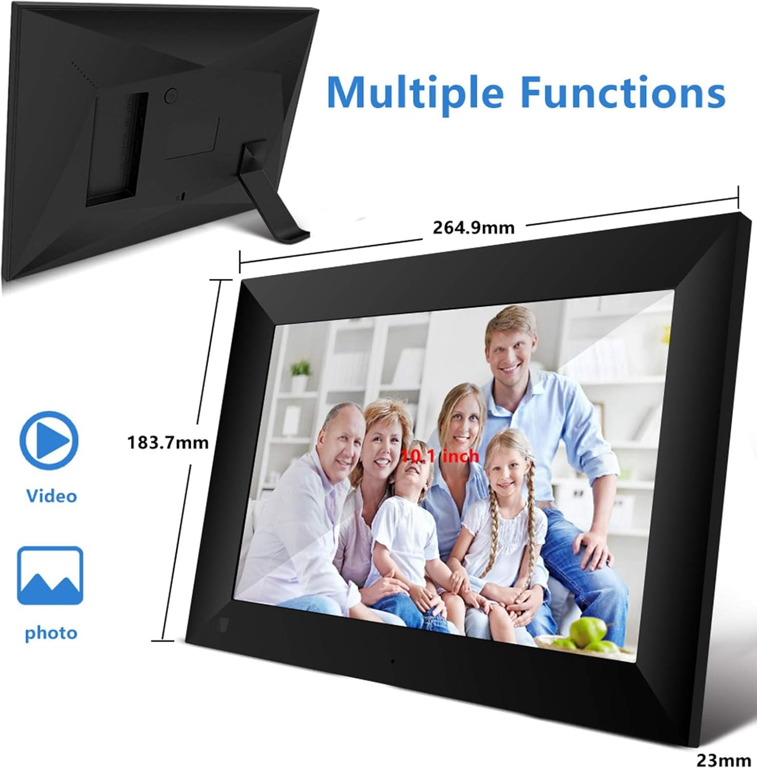 Douself P100 10.1” Wi-Fi Digital Photo Frame – 16GB Touchscreen with App Control & 1280x800 IPS Display
