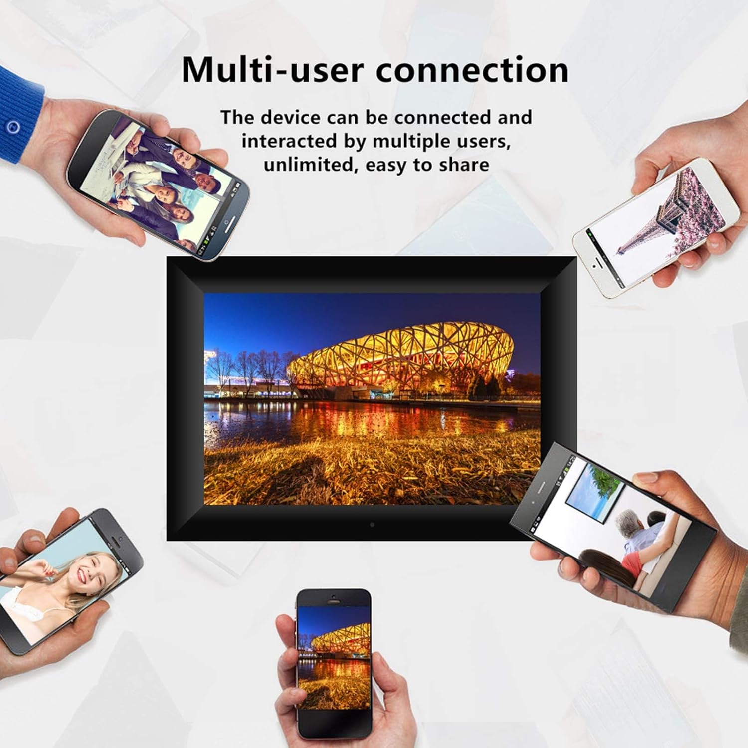Douself P100 10.1” Wi-Fi Digital Photo Frame – 16GB Touchscreen with App Control & 1280x800 IPS Display