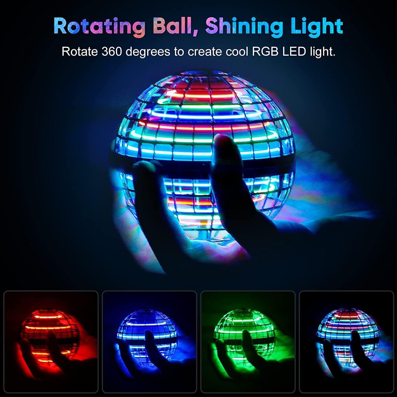 Flying Orb Ball – Hand-Controlled Hover Toy with RGB Lights (Pink)