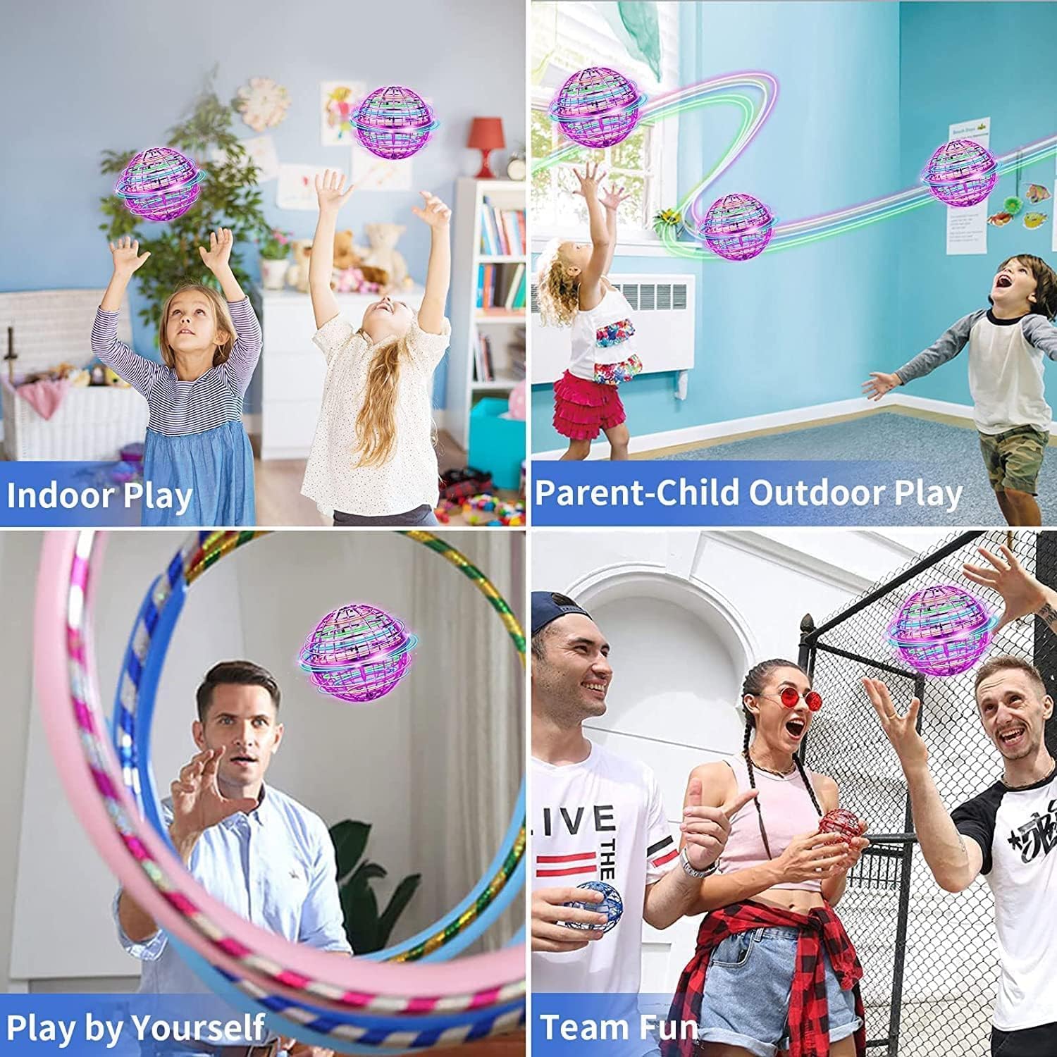 Flying Orb Ball – Hand-Controlled Hover Toy with RGB Lights (Pink)