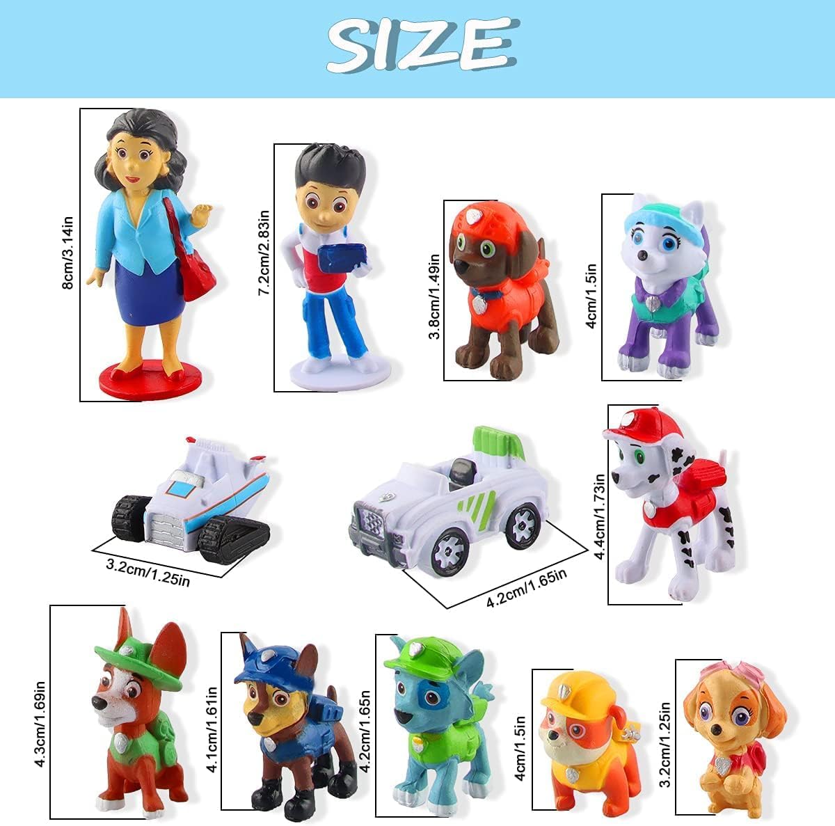 Paw Patrol Party Cake Topper Set – 12 Reusable PVC Figures
