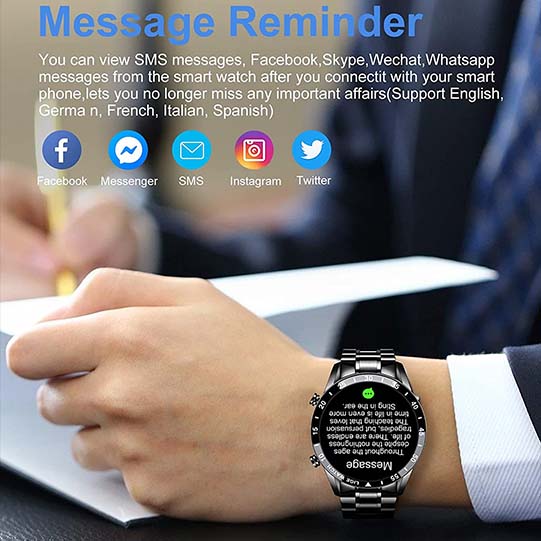 LIGE Smart Watch for Android iOS, Bluetooth Call Information Reminder Stainless Steel Fitness Tracker