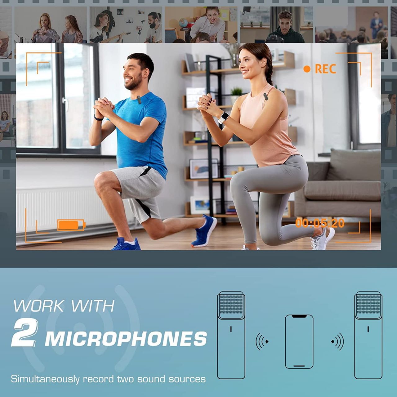 AUXCO 2 Pack Wireless Lavalier Microphone