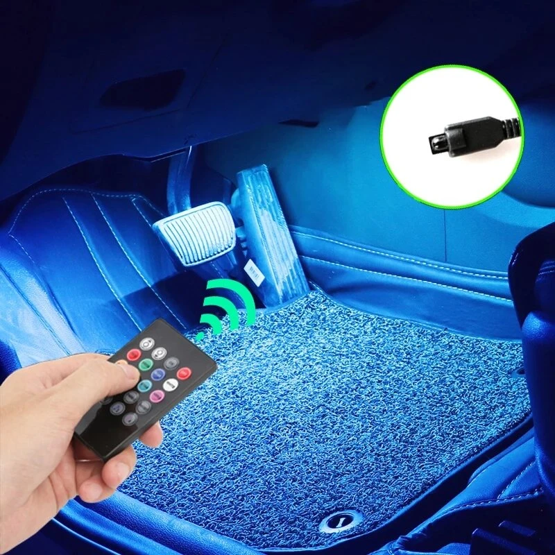 RGB Auto Interior Music App Control Decorative Light With USB Lighter- 48 LED