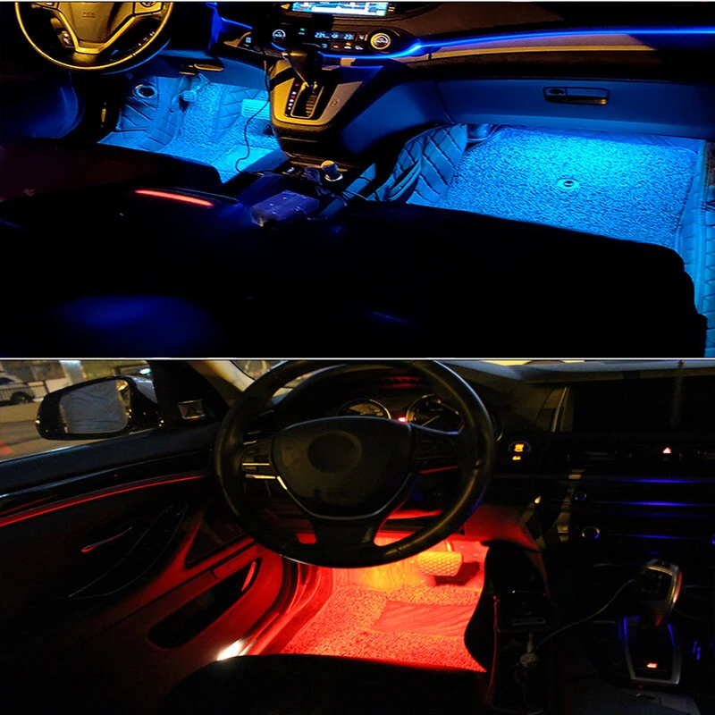 RGB Auto Interior Music App Control Decorative Light With USB Lighter- 48 LED