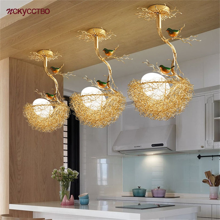 Nordic Modern Design Bird'S Nest Glass Chandelier