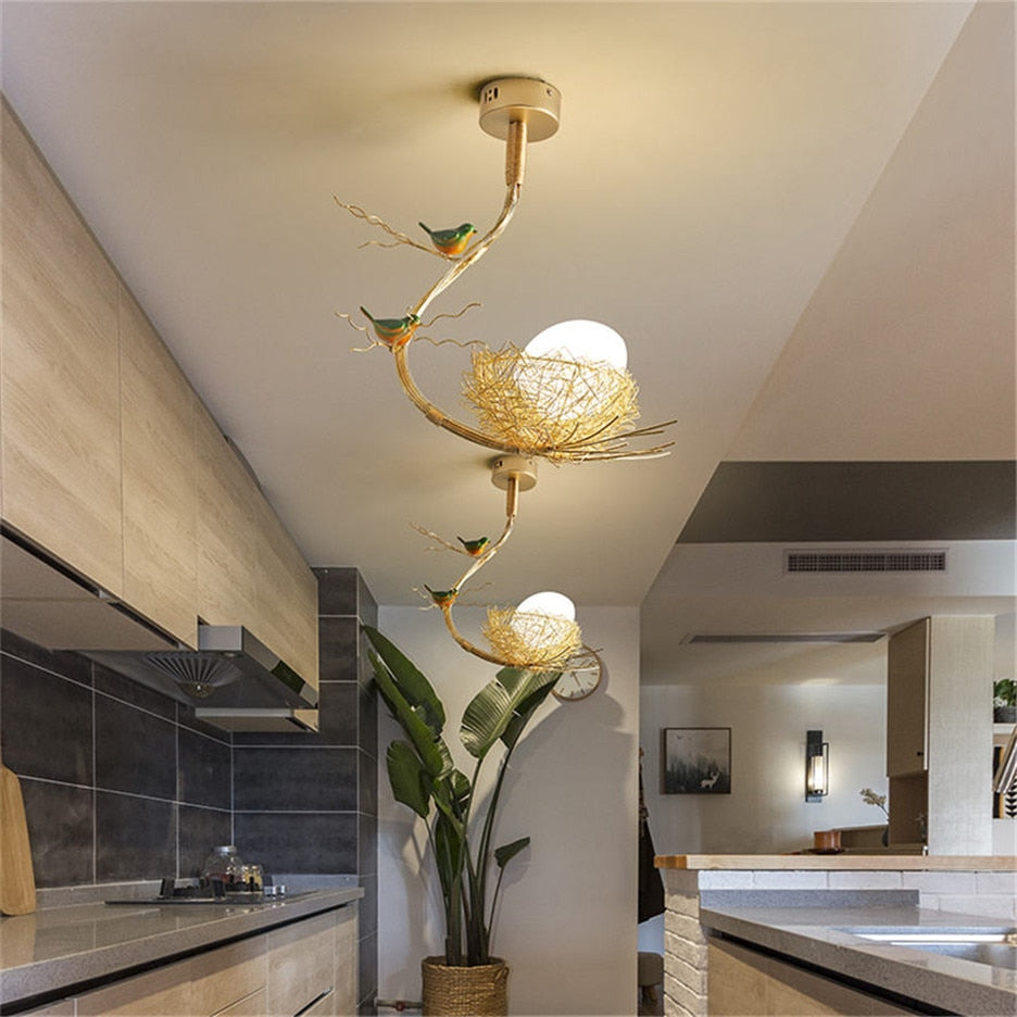 Nordic Modern Design Bird'S Nest Glass Chandelier