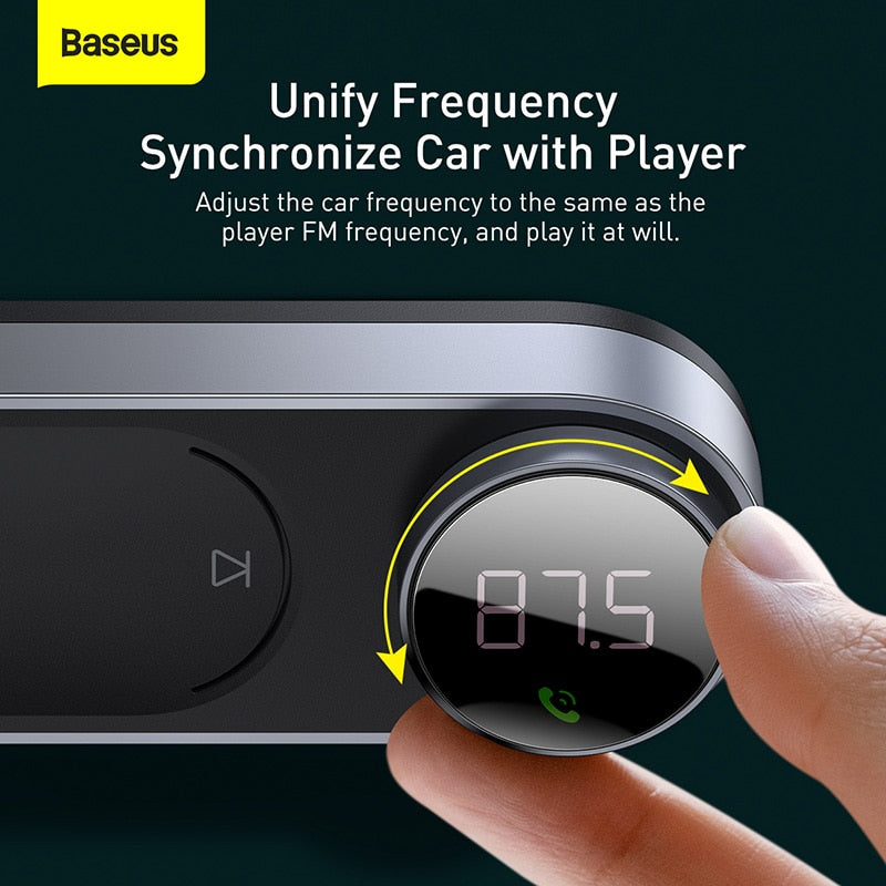 Baseus Wireless Solar Car FM Transmitter Modulator MP3 Player USB Car Charger