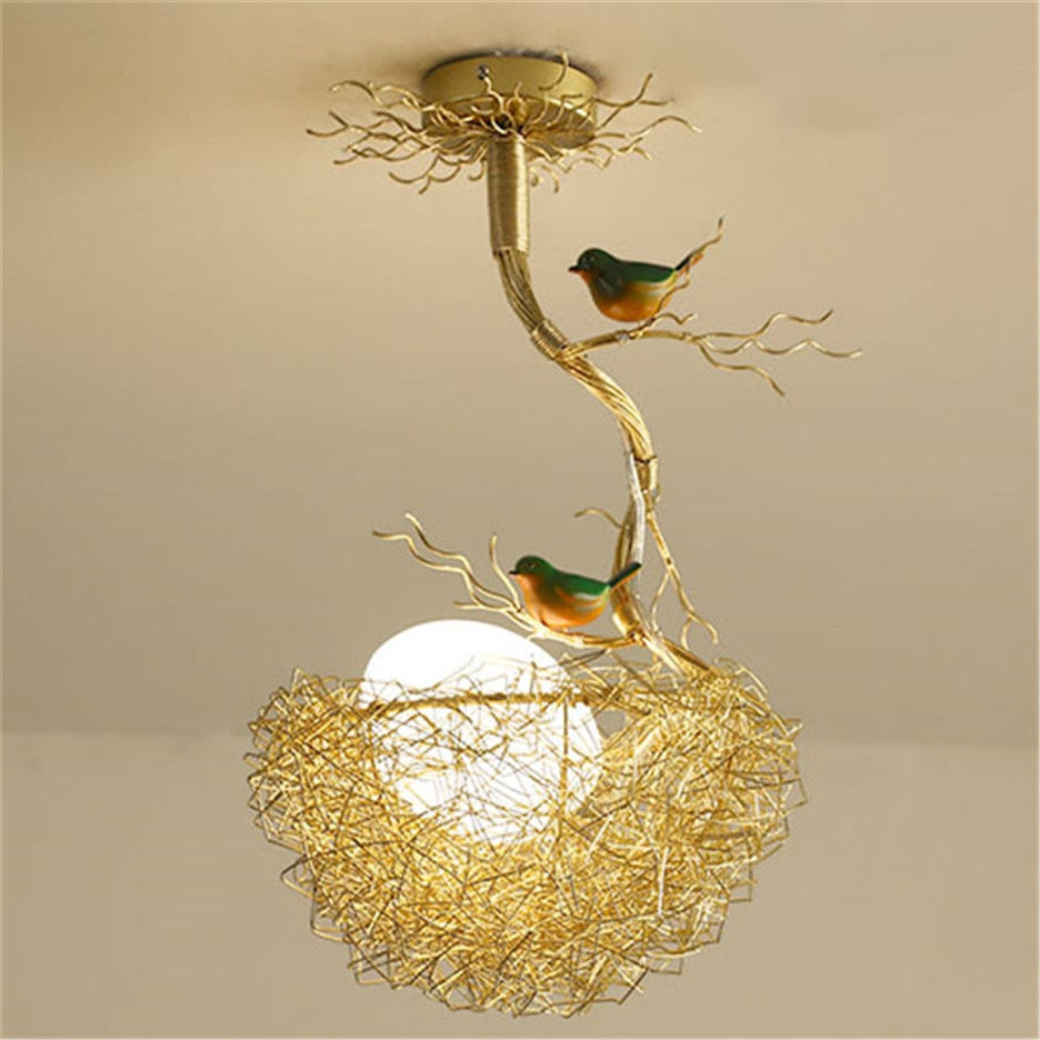 Nordic Modern Design Bird'S Nest Glass Chandelier