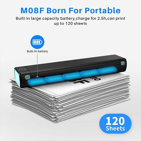 PORTABLE PRINTERS WIRELESS FOR TRAVEL M08F A4THERMAL PRINTER USE FOR MOBILE OFFICE
