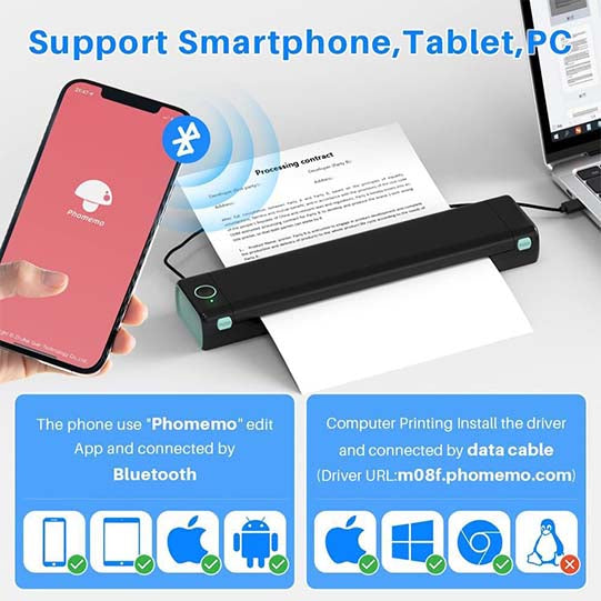 PORTABLE PRINTERS WIRELESS FOR TRAVEL M08F A4THERMAL PRINTER USE FOR MOBILE OFFICE