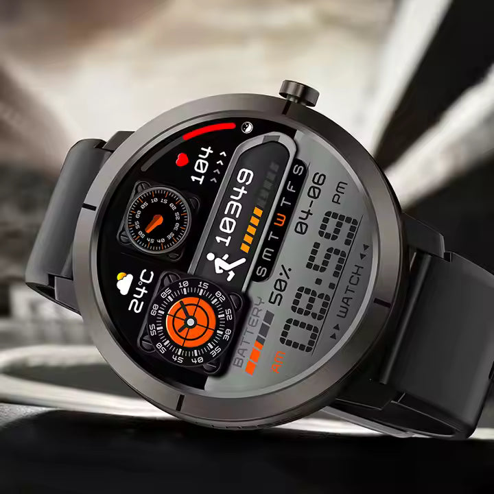 DM76 Outdoor Smartwatch – AMOLED Display, GPS, Compass, 5ATM Waterproof, Fitness Tracker