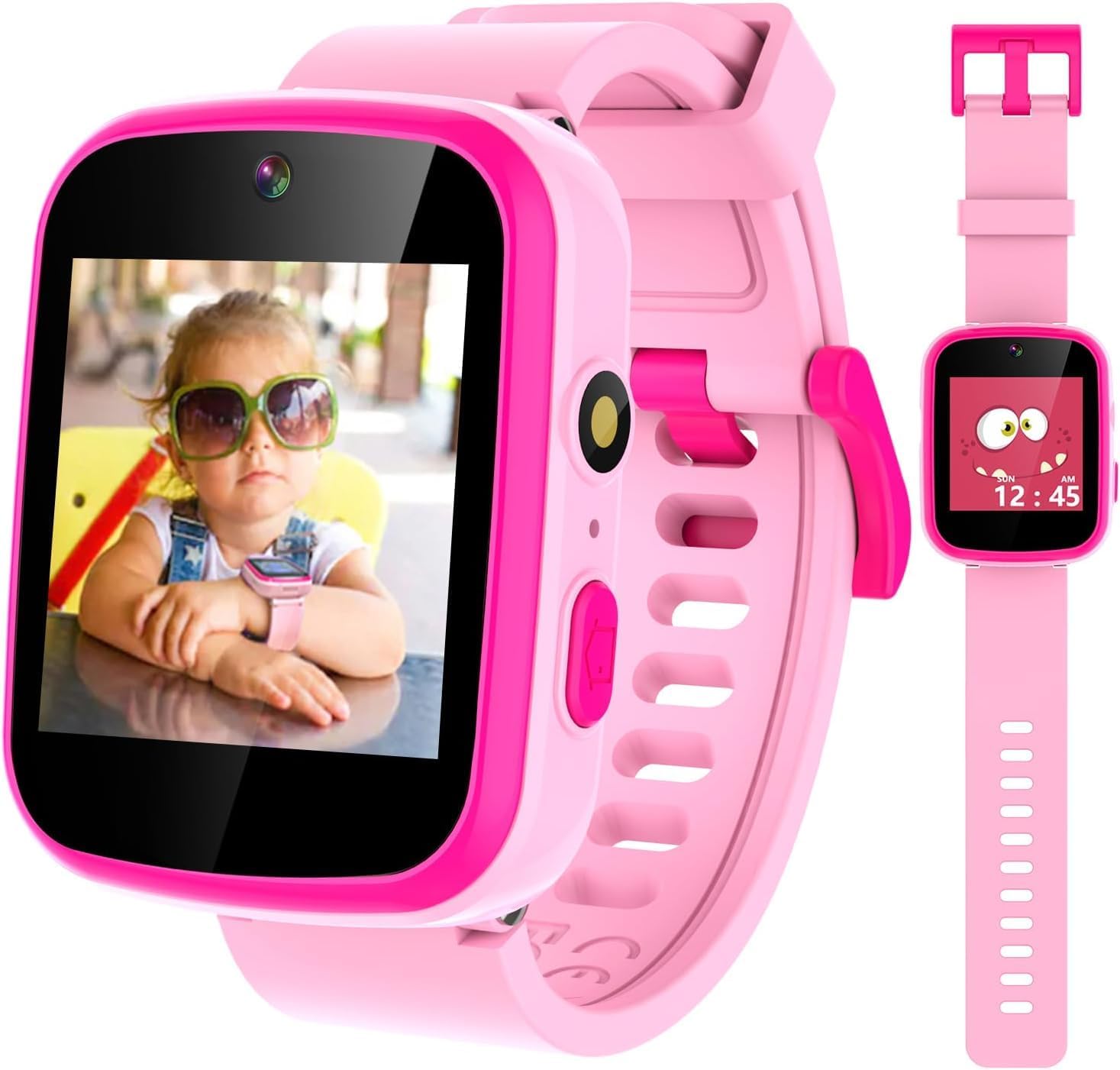 Kids Touchscreen Smartwatch with Cameras - Music Player, Educational Toy Pedometer Ideal Toddler Gifts for 3-10-Year-Olds - Birthday Present for 6-8-Year-Old (Pink)