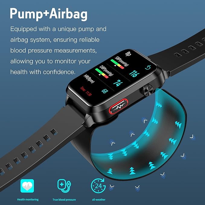 Smart Blood Pressure Watch with Airbag Cuff – 1.92