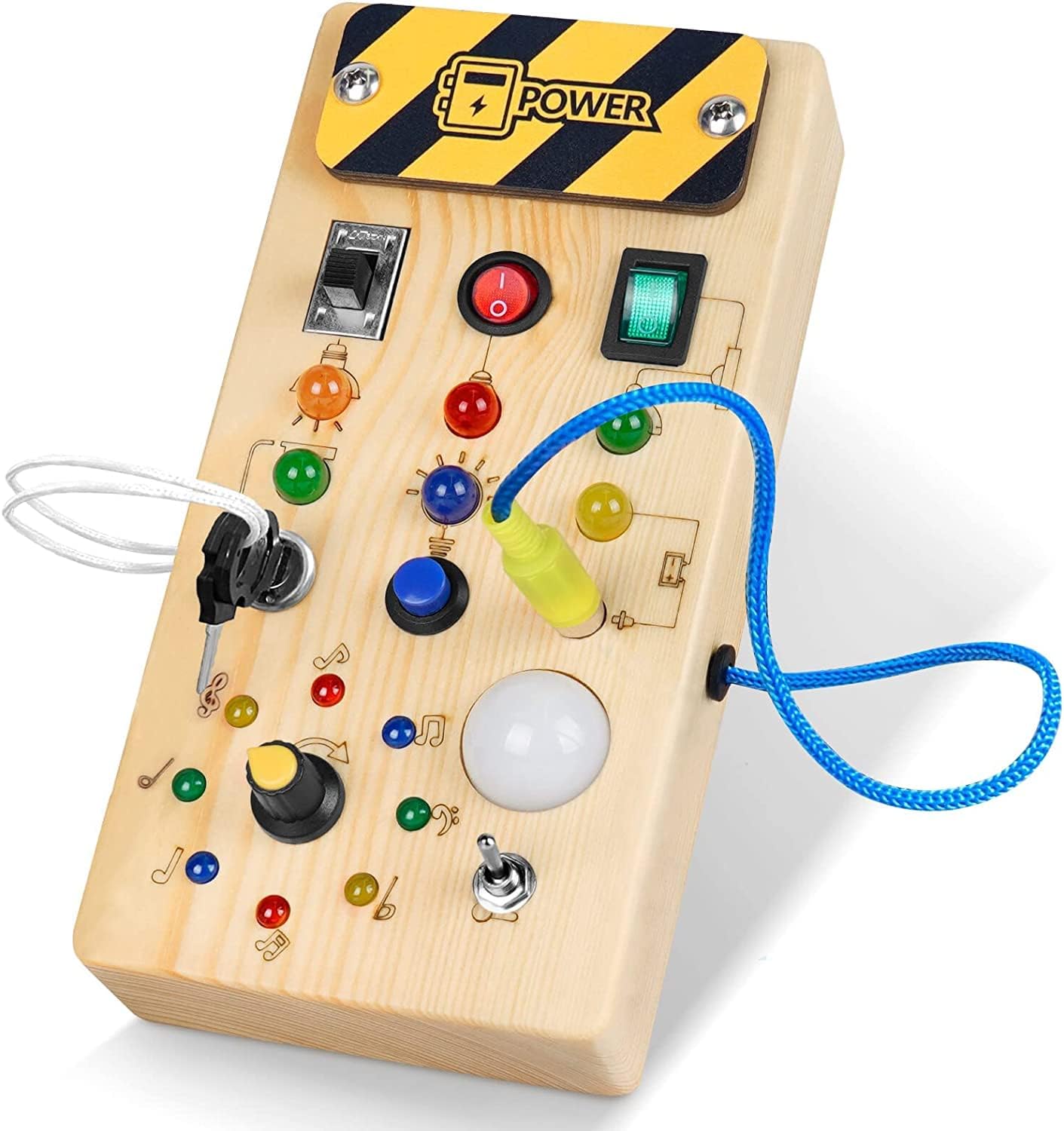 Konijiwa Montessori Busy Board – Wooden LED Sensory Toy for Toddlers (8 Switches)