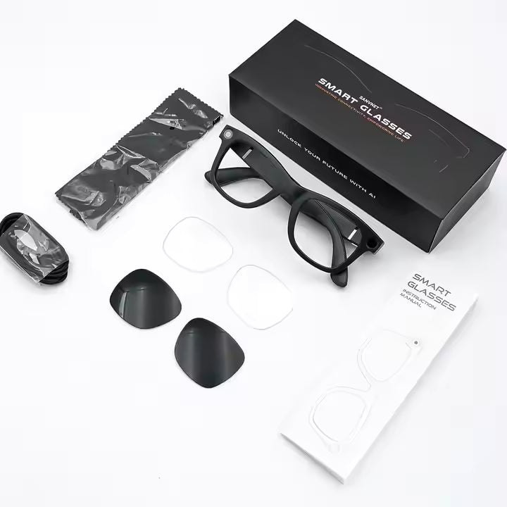 Sanvnet GS3 Smart Glasses – 8MP 4K Camera | AI Assistant | Wi-Fi Transfer | Music & Call | Gesture Control