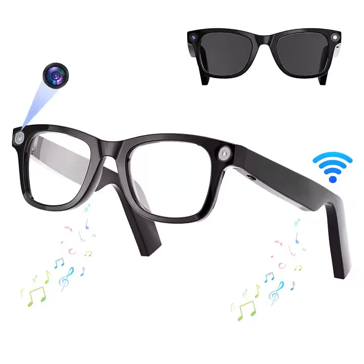 Sanvnet GS3 Smart Glasses – 8MP 4K Camera | AI Assistant | Wi-Fi Transfer | Music & Call | Gesture Control